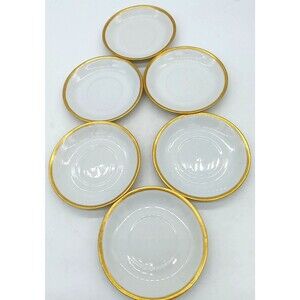 Vintage Set of 6 Gold Trimmed Saucer Plates Made in Germany.